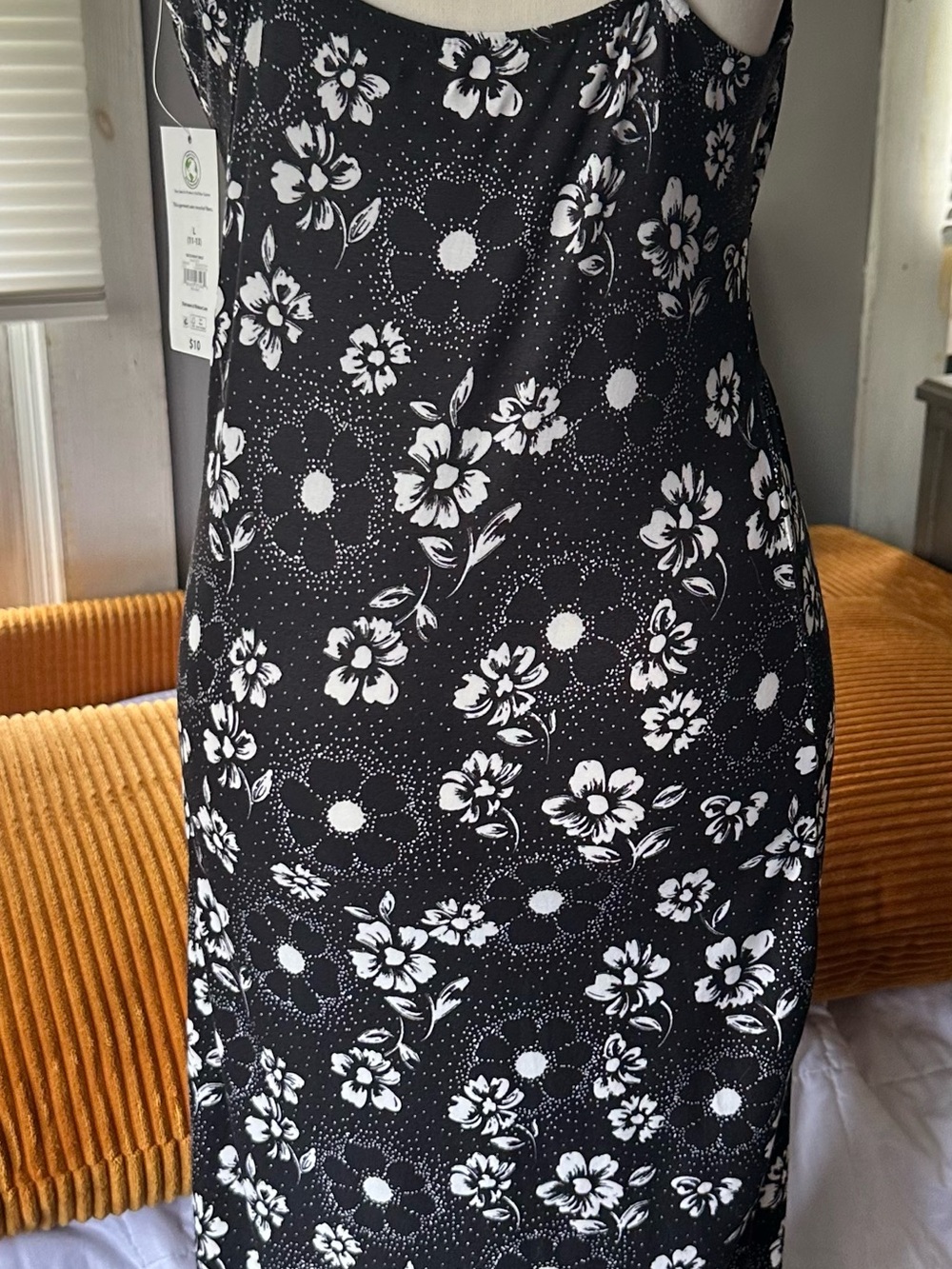 Planet Gold Black and White Floral Slip Midi Dress
